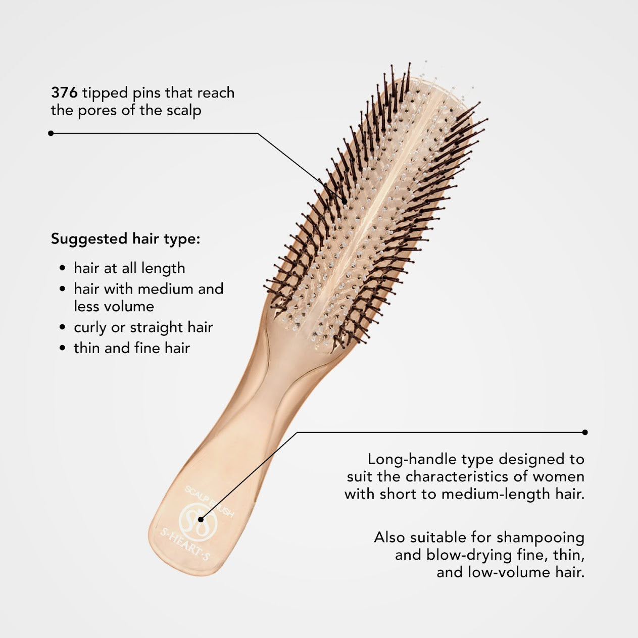 S-HEART-S Scalp Brush World Premium Long Pink Gold