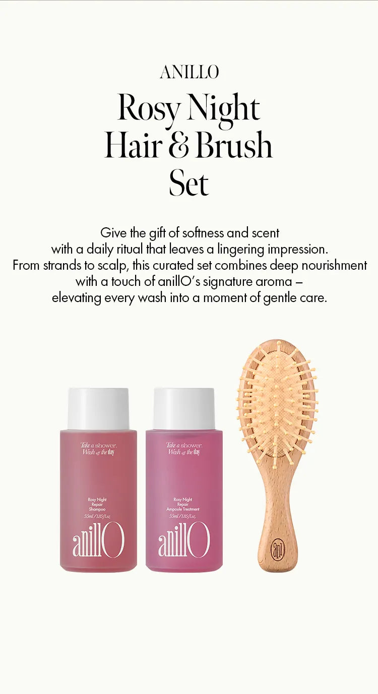 anillO Rosy Night Hair & Brush Set